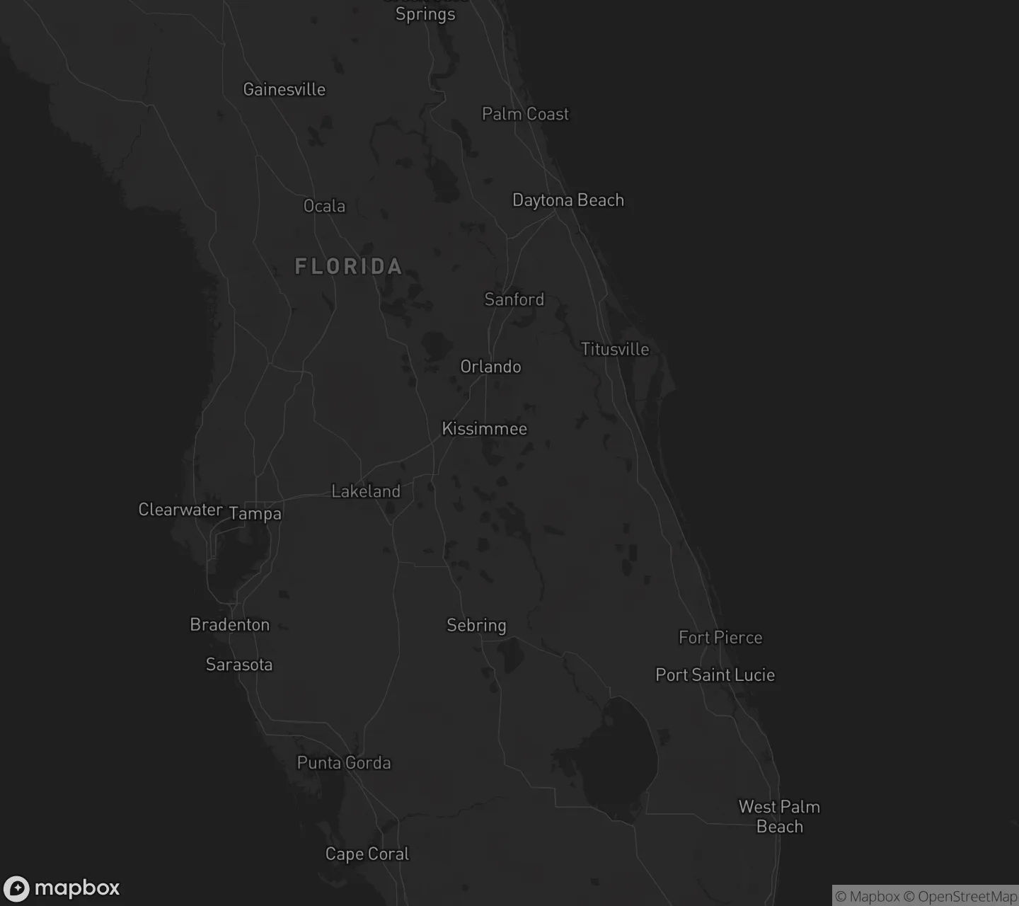 Map of Florida showing fan density around Tampa, Lakeland, Orlando, West Palm Beach, Sarasota, Punta Gorda, and Gainesville