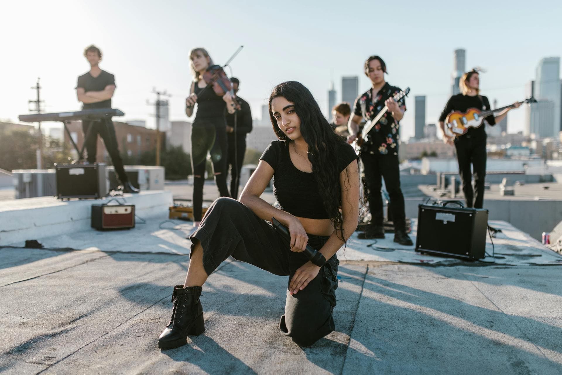Modern band on rooftop